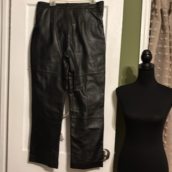 Style & Co Genuine Leather Straight Leg Pants | Y2K 2000s Black - Picture 11 of 17